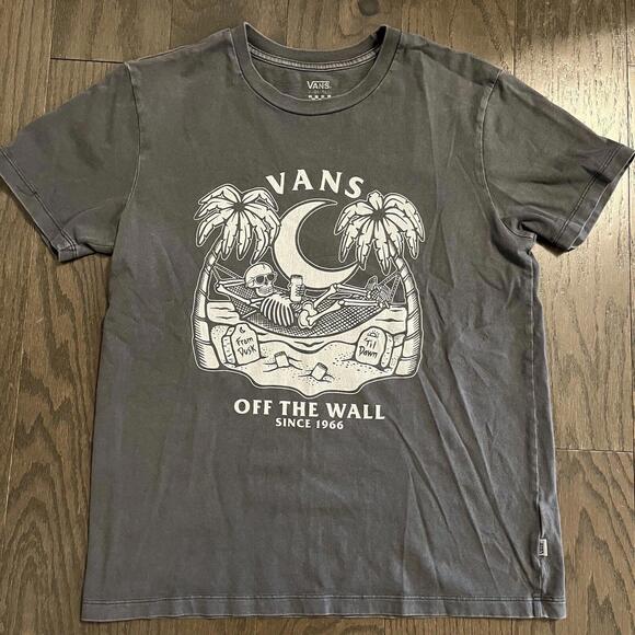 Vans Off The Wall Skeleton Tee Halloween Vintage Look Soft From Dusk TIL Dawn - Picture 1 of 5
